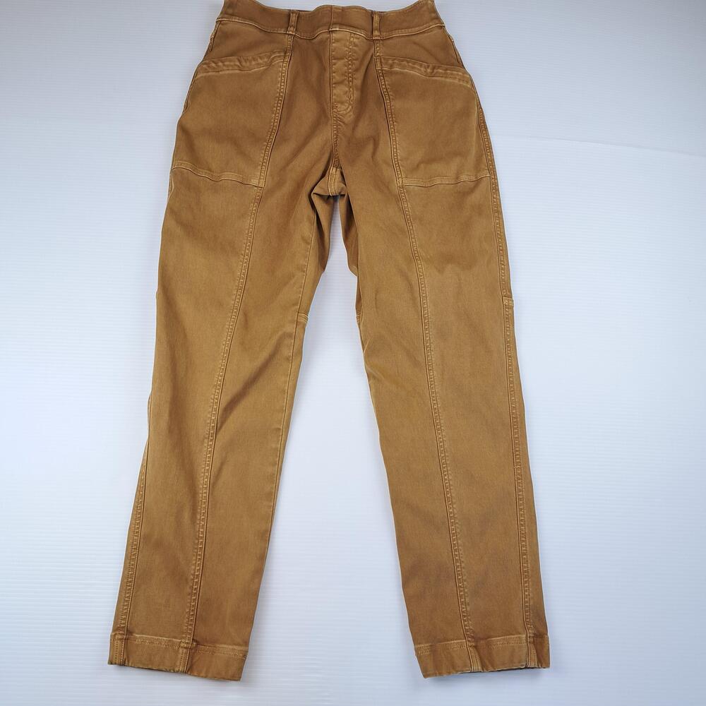 Spanx Pants Womens Medium Brown Twill Pull On Tapered Stretch Shaping Khakis